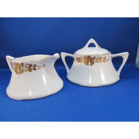 Vintage 1940s Porcelain Creamer and Sugar Bowl Set Signed Z.S.C Bavaria - Picture 12 of 13